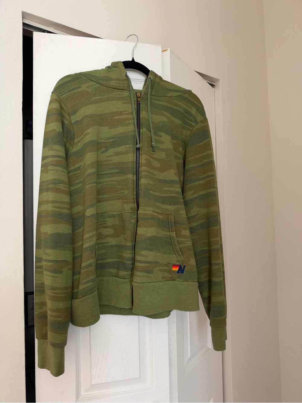 Men's Hooded Zip Sweater - Olive Camo Aviator Nation